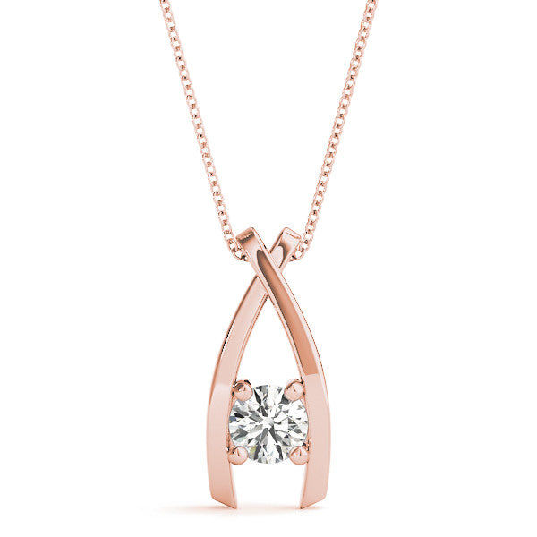 Round Diamond Drop Solitaire Pendant