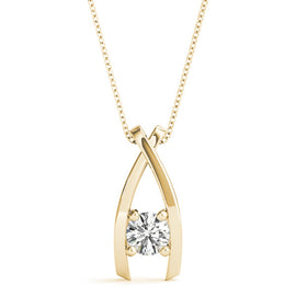 Round Diamond Drop Solitaire Pendant