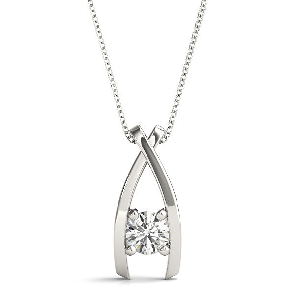 Round Diamond Drop Solitaire Pendant