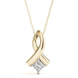 Princess Diamond Ribbon Solitaire Pendant