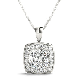 Cushion Diamond Halo Pendant 0.70CT