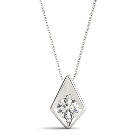 Round Diamond Kite Drop Solitaire Pendant