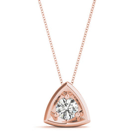 Round Diamond Triangular Solitaire Pendant