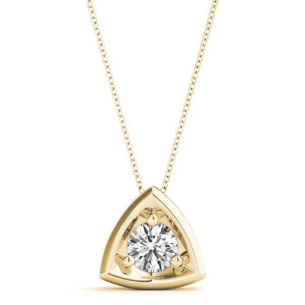 Round Diamond Triangular Solitaire Pendant