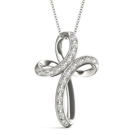 Diamond Pavé Swirl Cross Pendant