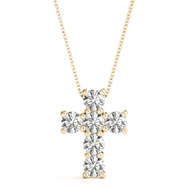 Round Diamond Cross Pendant Necklace