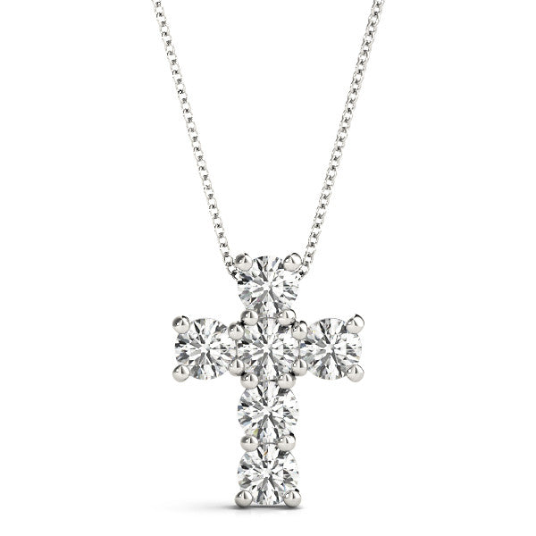 Round Diamond Cross Pendant