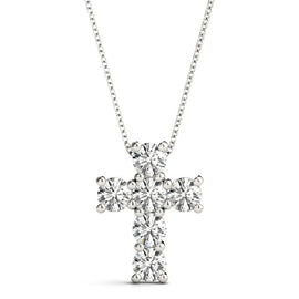 Round Diamond Cross Pendant