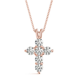 Round Diamond Cross Pendant Necklace