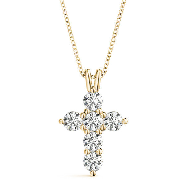 Round Diamond Cross Pendant Necklace