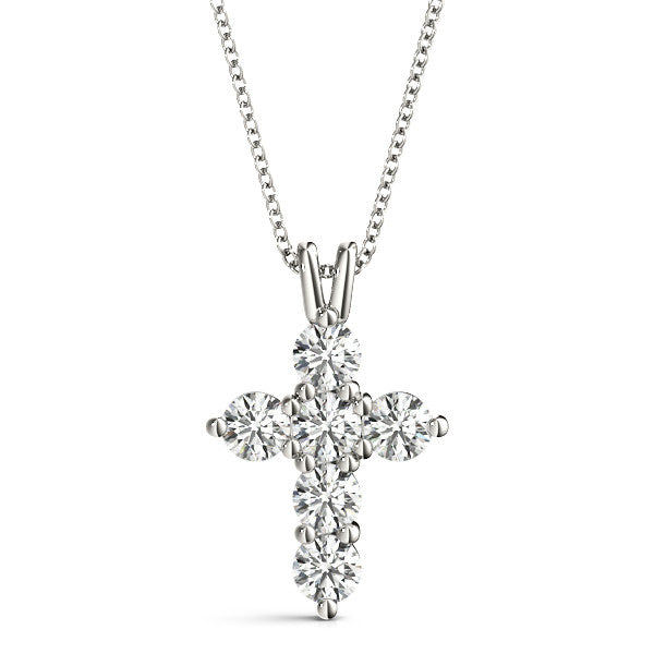 Round Diamond Cross Pendant