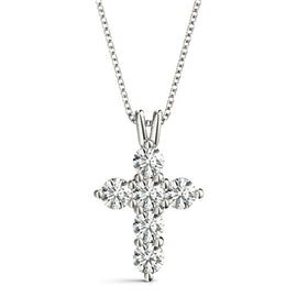 Round Diamond Cross Pendant