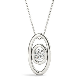 Round Diamond Solitaire Double Oval Pendant