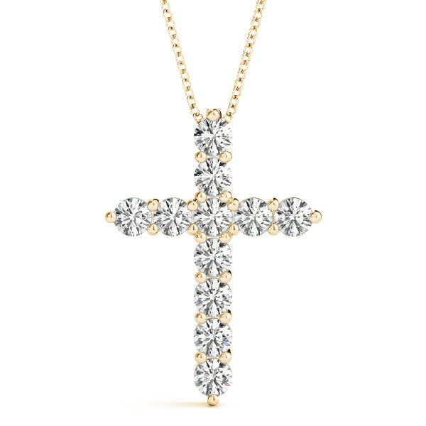 Round Diamond Cross Pendant Necklace