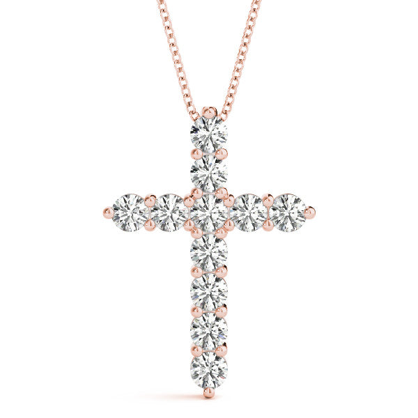 Round Diamond Cross Pendant Necklace