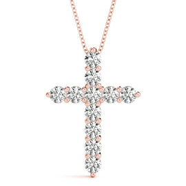 Round Diamond Cross Pendant Necklace