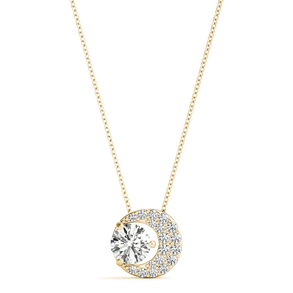 Round Diamond Moon Pendant Necklace