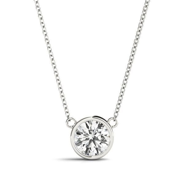 Round Rub Over Diamond Pendant