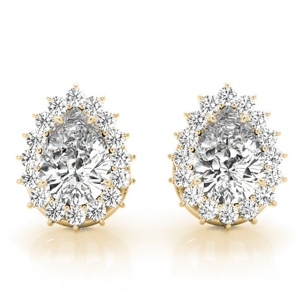 Pear Halo Floral Diamond Earrings