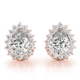 Pear Halo Floral Diamond Earrings