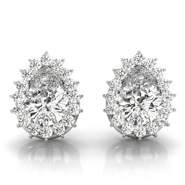 Pear Halo Floral Diamond Earrings