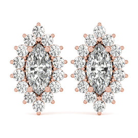 Marquise Halo Floral Diamond Earrings