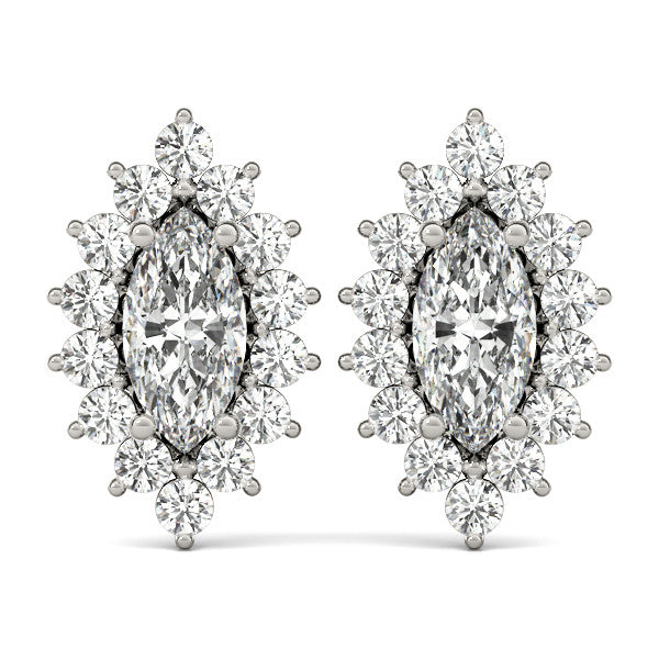 Marquise Halo Floral Diamond Earrings