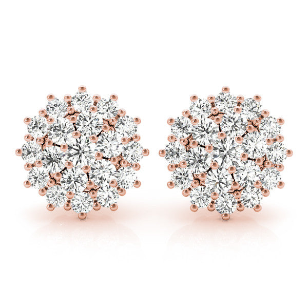 Cluster Diamond Stud Earrings 0.52CT