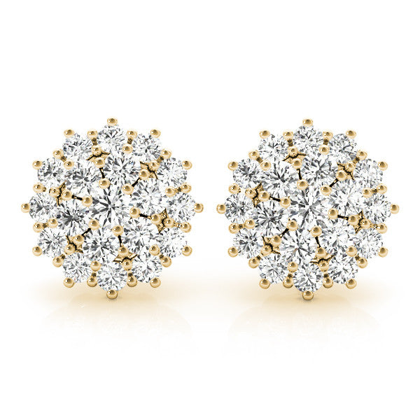 Cluster Diamond Stud Earrings 0.52CT