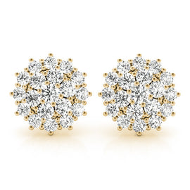 Cluster Diamond Stud Earrings 0.52CT