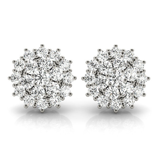 Cluster Diamond Stud Earrings 0.52CT