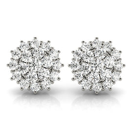 Cluster Diamond Stud Earrings 0.52CT