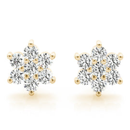 Floral Cluster Diamond Stud Earrings