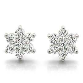 Floral Cluster Diamond Stud Earrings