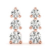 Round Three Stone Diamond Earrings