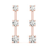 Round Three Stone Diamond Drop Earrings