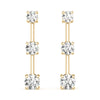 Round Three Stone Diamond Drop Earrings