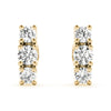 Round Three Stone Diamond Earrings