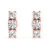 Round Three Stone Diamond Earrings