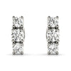 Round Three Stone Diamond Earrings