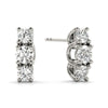 Round Three Stone Diamond Earrings