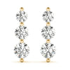 Round Three Stone Diamond Drop Earrings