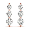 Round Three Stone Diamond Drop Earrings