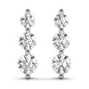 Round Three Stone Diamond Drop Earrings