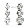 Round Three Stone Diamond Drop Earrings