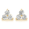 Three Round Stone Diamond Stud Earrings