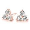 Three Round Stone Diamond Stud Earrings