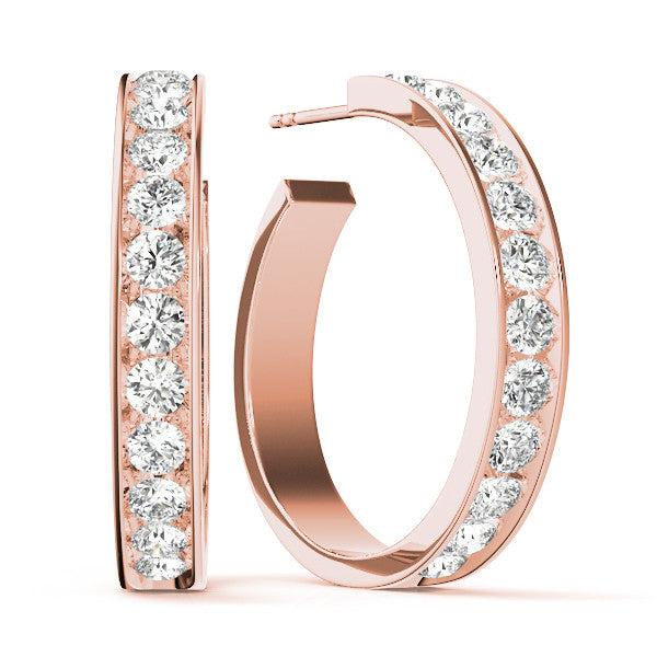 Round Diamond Hoop Earrings