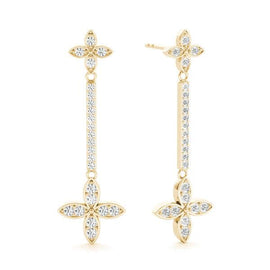 Floral Diamond Drop Earrings