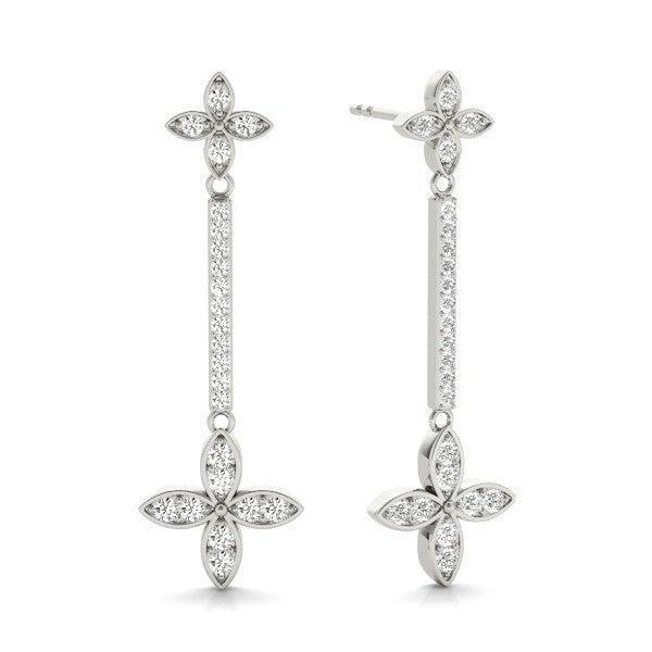 Floral Diamond Drop Earrings